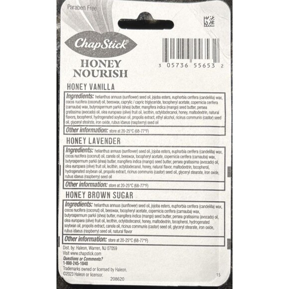 ChapStick Lip Balm Honey Nourish, Moisture Fomula Shea Butter Dry Chapped 2 Pack - Picture 3 of 3